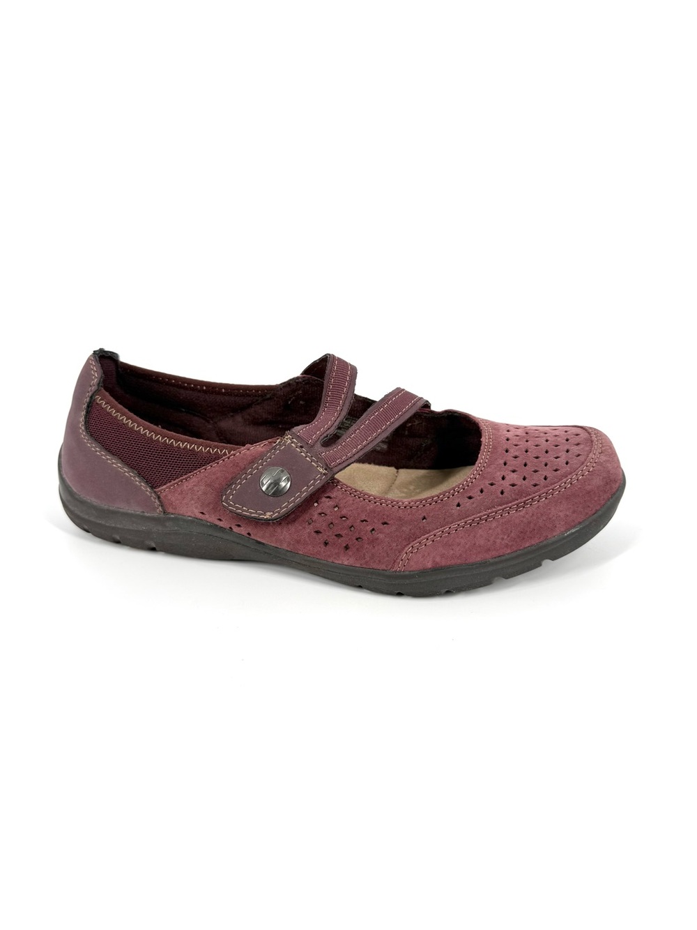 Earth Spirit Mary Jane Shoes Womens Size 9.5 Burgundy Leather Adjustable Strap